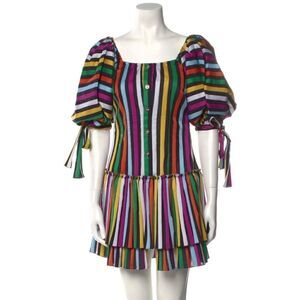 Caroline Constas Bella Striped Mini Puff Sleeve Mini Dress